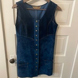 One of a kind 1970’s Vintage Blue Suede Dress